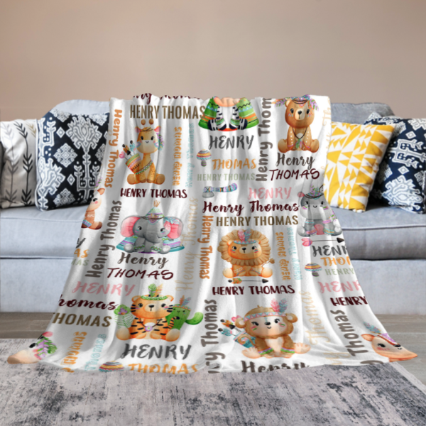 ️ Personalized Woodland Animals Baby Soft Blanket - Birthday Gifts for Baby Kids