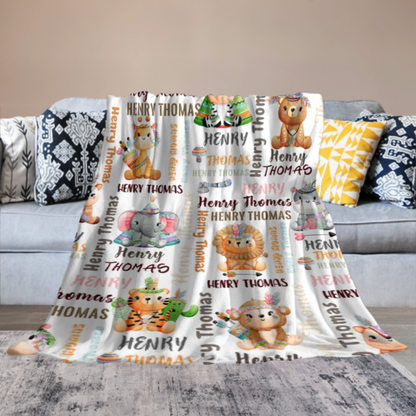 ️ Personalized Woodland Animals Baby Soft Blanket - Birthday Gifts for Baby Kids