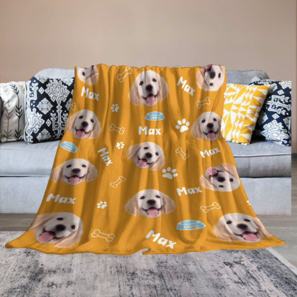 Dog Pattern - Personalized Custom Fleece Blanket