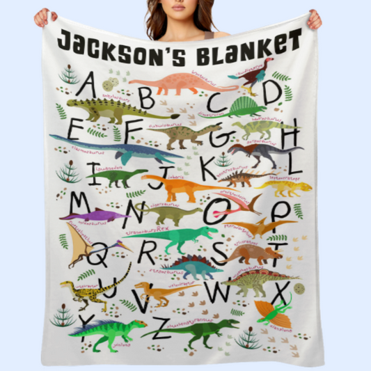 ️Personalized Dinosaur Alphabet Name Custom Blanket