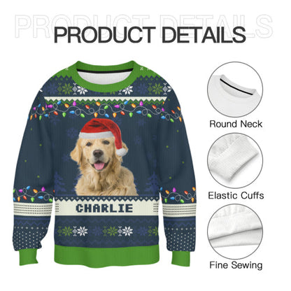 Custom Photo Happy Howlidays - Dog & Cat Personalized Custom Ugly Sweatshirt