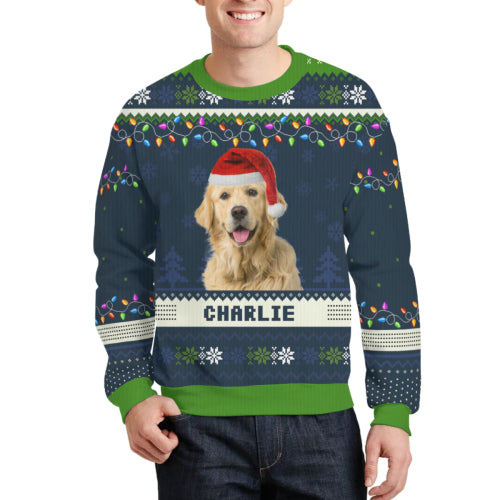 Custom Photo Happy Howlidays - Dog & Cat Personalized Custom Ugly Sweatshirt