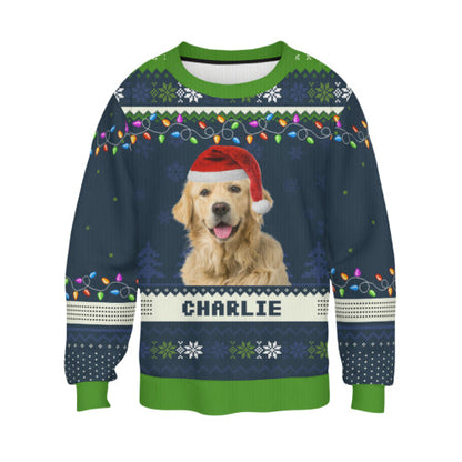 Custom Photo Happy Howlidays - Dog & Cat Personalized Custom Ugly Sweatshirt