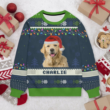 Custom Photo Happy Howlidays - Dog & Cat Personalized Custom Ugly Sweatshirt