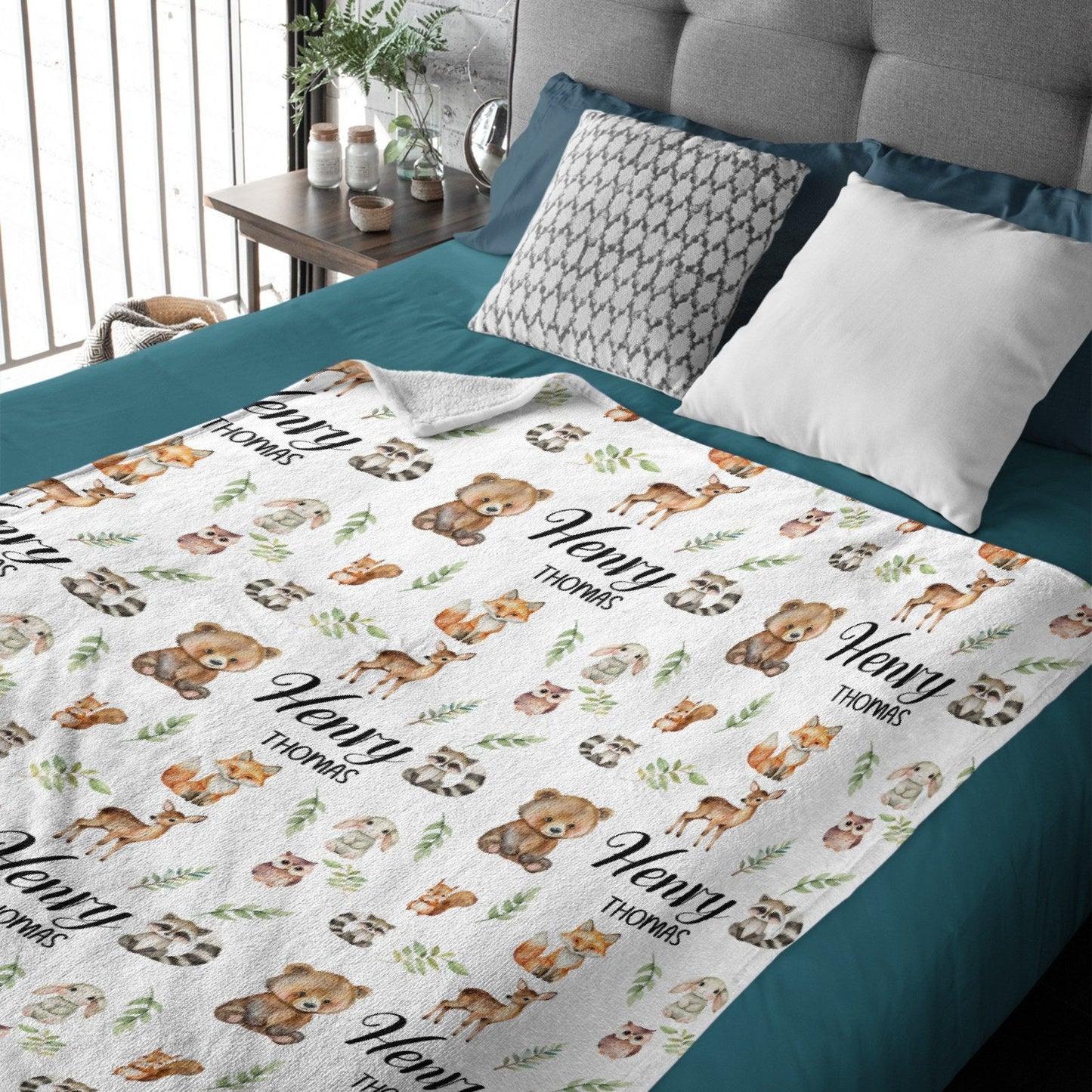 ️Personalized Baby Swaddle, Woodland Animal Blanket, Custom Swaddle Blanket, Woodland Theme