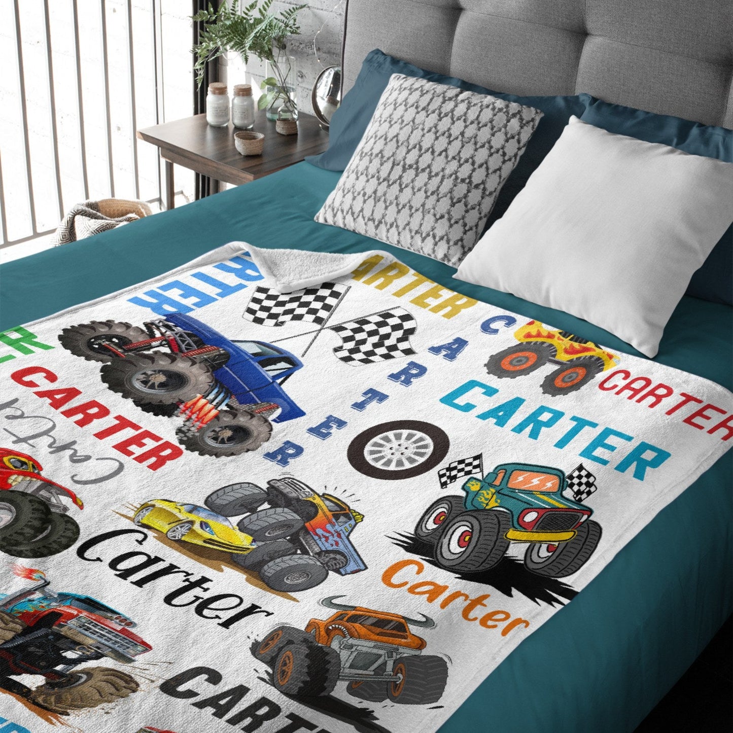 ️Personalized Name Customized Monster Truck Blanket