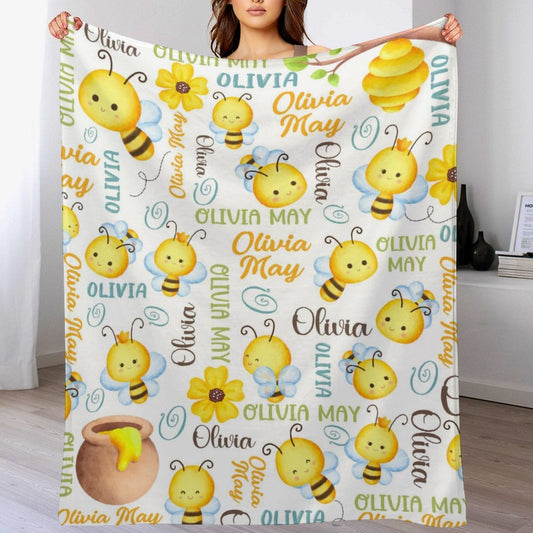 ️Personalized Honey Bee Name Blanket