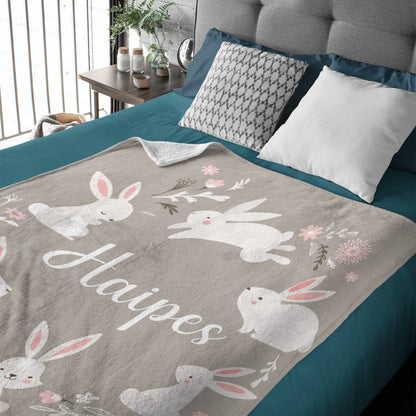 ️Personalized Baby Girl Bunny Rabbit Name Blanket