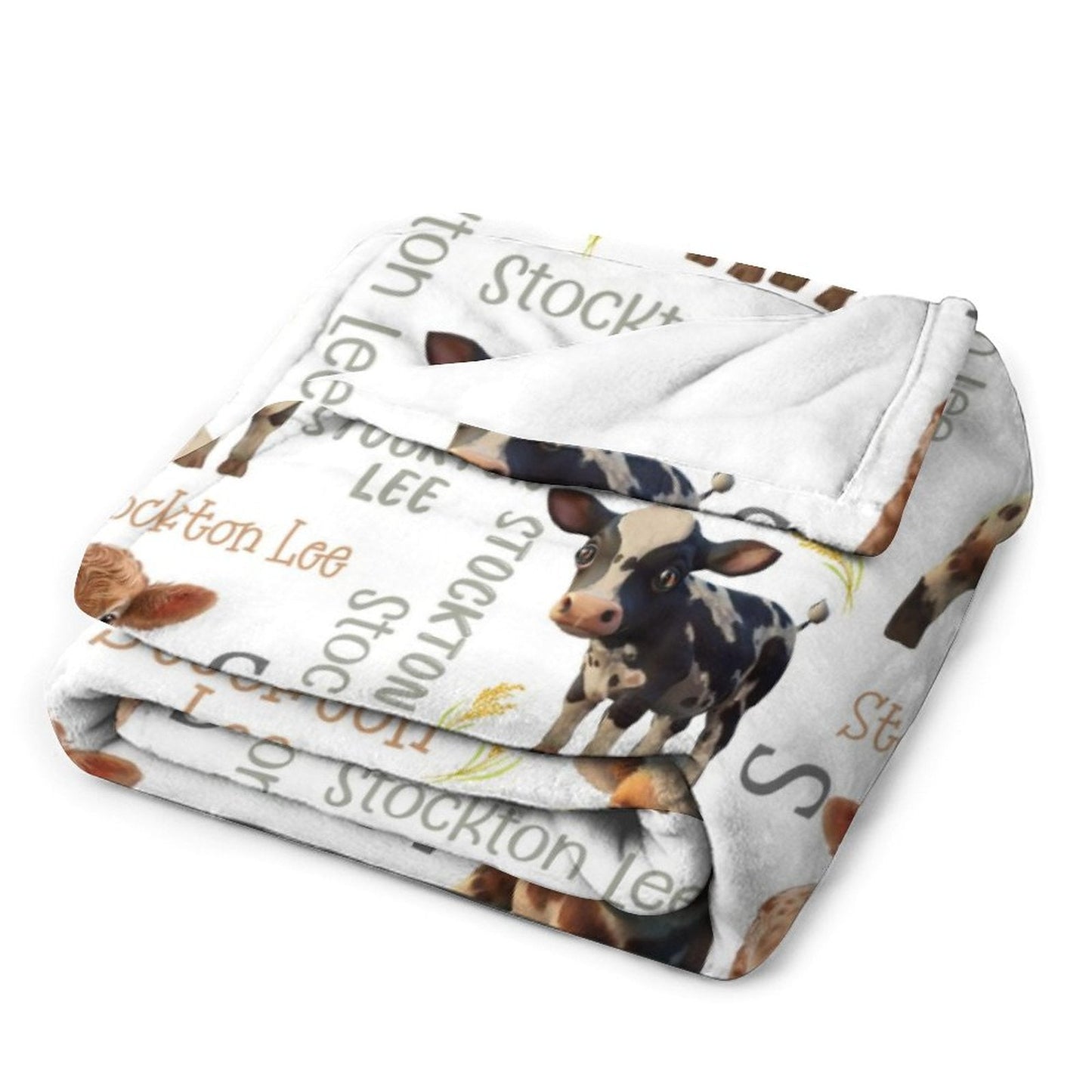 ️Personalized Name Custom Cow Baby Blanket