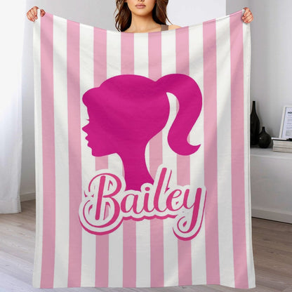 ️Personalized Name Custom Pink Girl Blanket