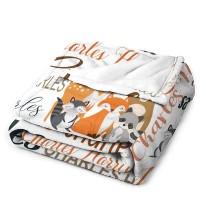 ️Personalized Woodland Animal Blanket - Gift Ideas for Kids