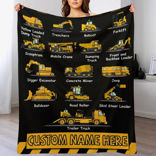 ️Personalized Name Tools Car Theme Toddler Baby Blanket