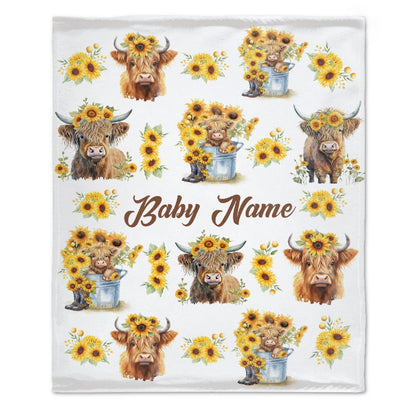 ️Personalized Cow Print Blanket - Gifts for Newborn