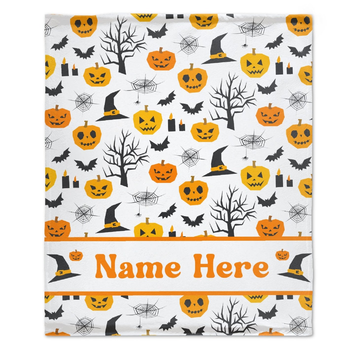 ️Custom Name with Pumpkin Blanket - Personalized Halloween Blanket