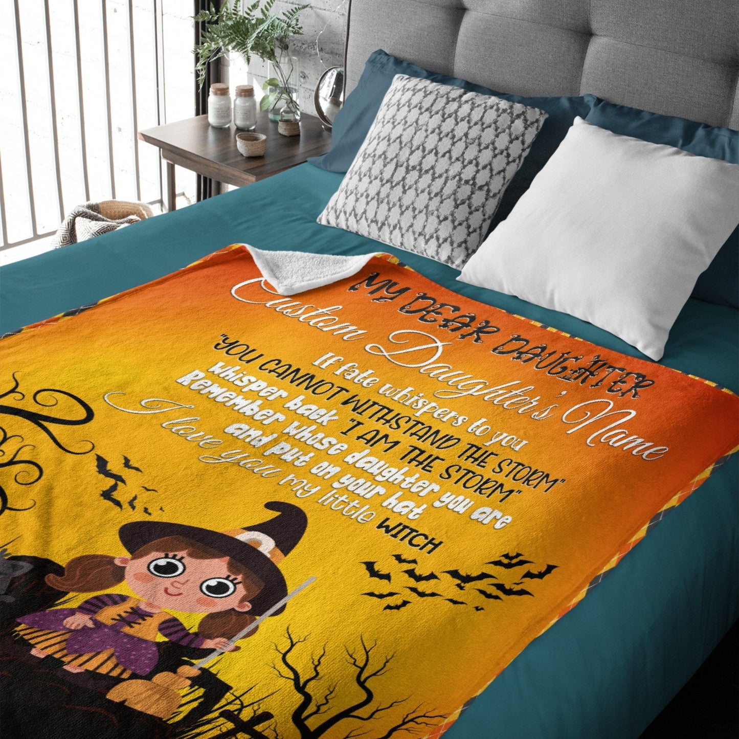 ️Personalized Daughter Name Blanket-Halloween Witches