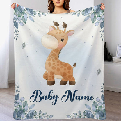 ️Personalized Baby Blankets, Custom Baby Blanket - Best Gift for Baby、Newborn - Giraffe Blanket