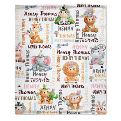 ️ Personalized Woodland Animals Baby Soft Blanket - Birthday Gifts for Baby Kids