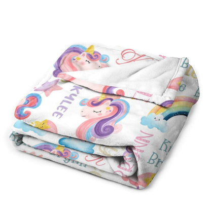 ️Rainbow Unicorn Baby Name Blanket