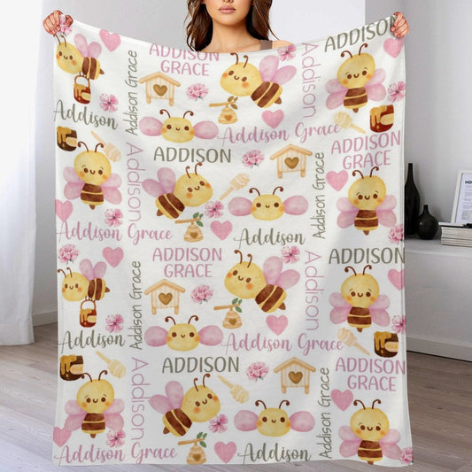 ️Personalized Name Baby Blanket Bumble Honey Bee
