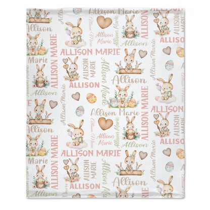 ️Personalized Bunny Easter name blanket