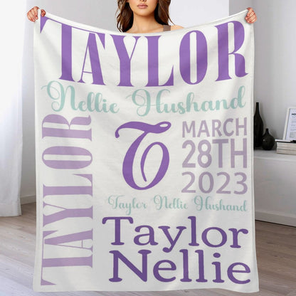 ️Personalized Monogrammed Baby Name Blanket - Swaddle Blanket Baby Shower Gift Photo Prop Birth Announcement