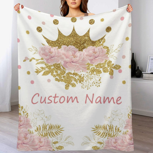 ️Personalized Name Blanket Baby Blanket with Flower & Crown