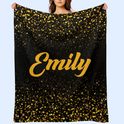 ️Sparkling Gold Glitter Personalized blanket with Name - Birthday Anniversary Gift