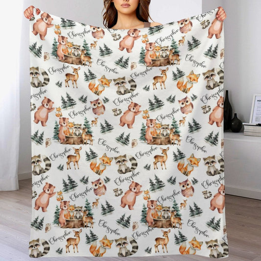 ️Personalized Woodland Animal Custom Baby Blanket