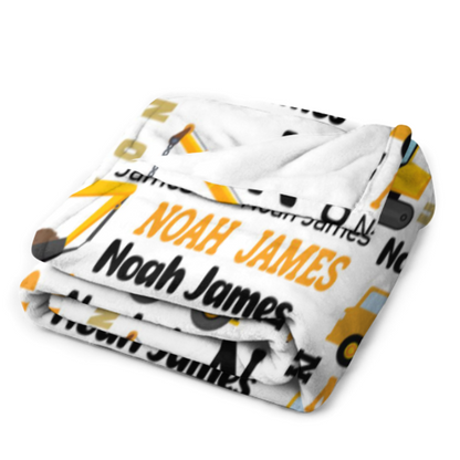 ️Personalized Construction Trucks Blanket for Kids