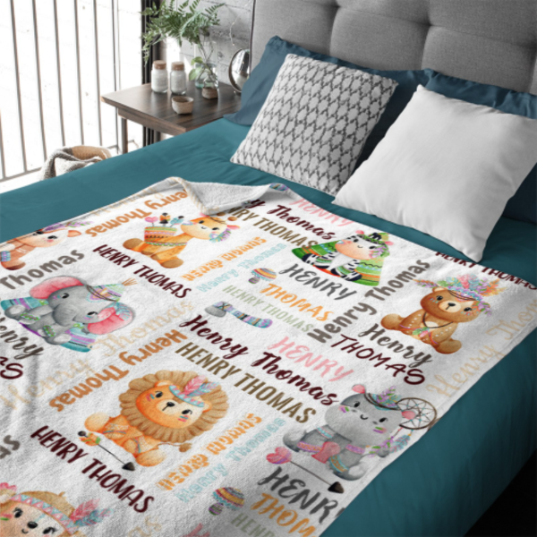 ️ Personalized Woodland Animals Baby Soft Blanket - Birthday Gifts for Baby Kids