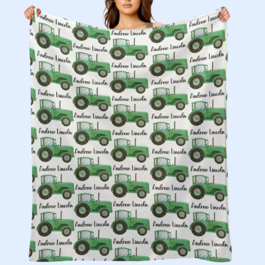 ️Farm Tractor Custom Name Blanket - Gifts for baby