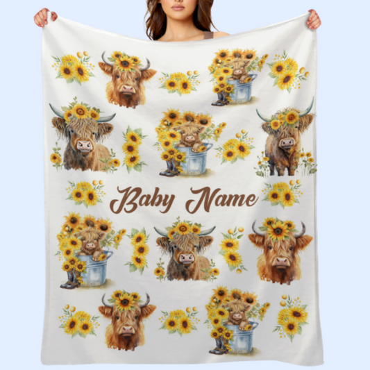 ️Personalized Cow Print Blanket - Gifts for Newborn