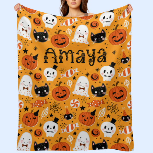 ️Halloween Name Personalized Custom Blanket - Halloween Gifts
