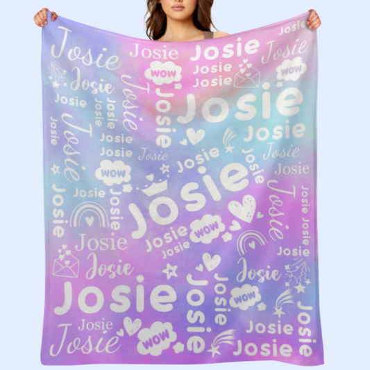 ️Multicolor Name Personalized Custom Blanket - Perfect Gifts for Birthday