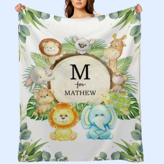 ️Personalized Woodland Animals Baby Name Blanket