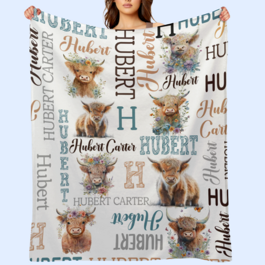 ️Personalized Cute Cow Blanket - Birthday Gifts For Kids