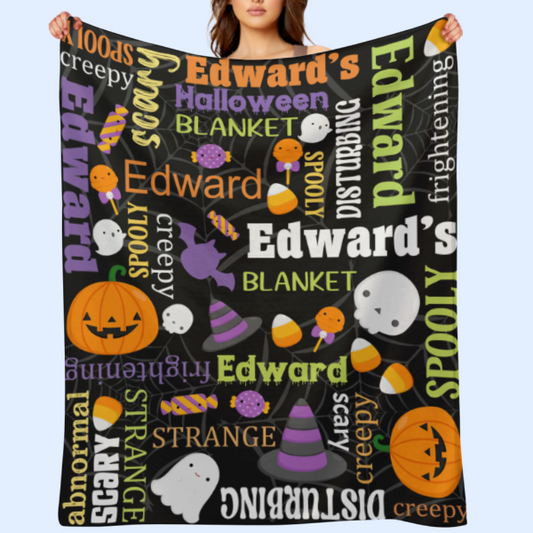 ️Custom Personalized Halloween Design Blanket - Gift for Kids