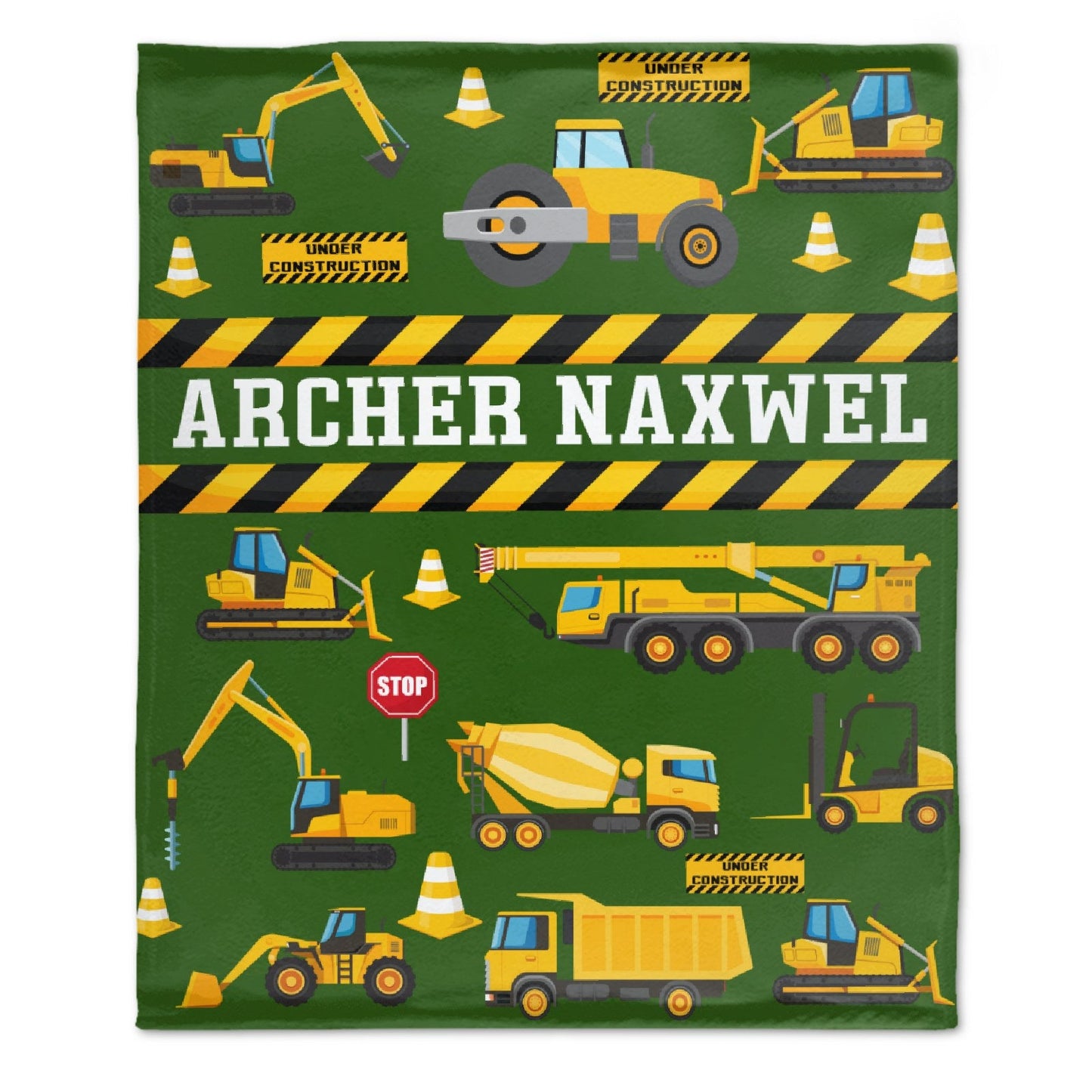 ️Personalized Name Custom Construction Vehicle Theme Blanket