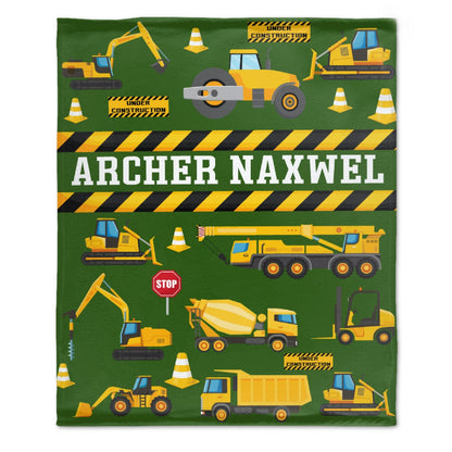 ️Personalized Name Custom Construction Vehicle Theme Blanket