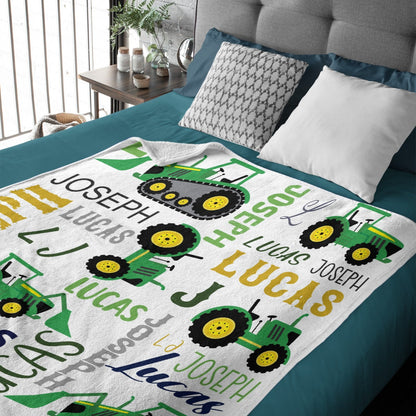 ️Personalized Farm Tractor Name Custom Blanket