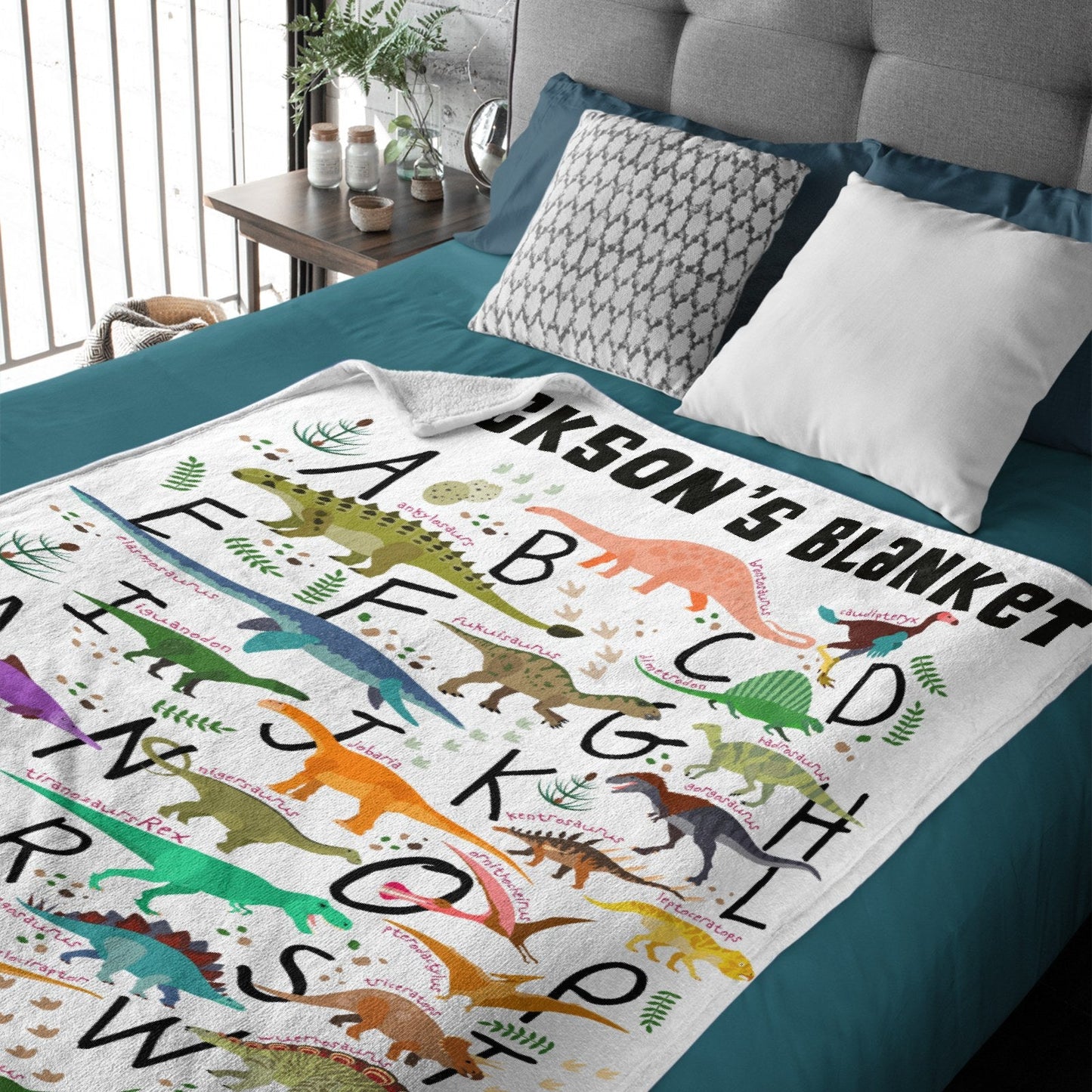 ️Personalized Dinosaur Alphabet Name Custom Blanket