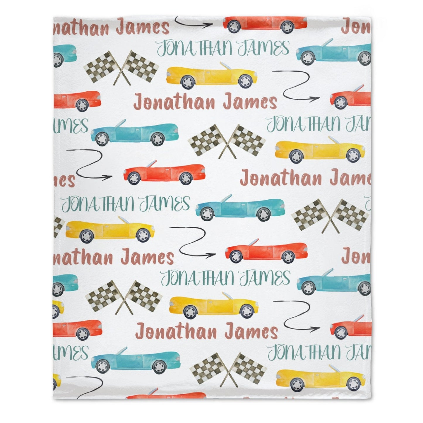 ️Personalized Name Race Car Baby Blanket