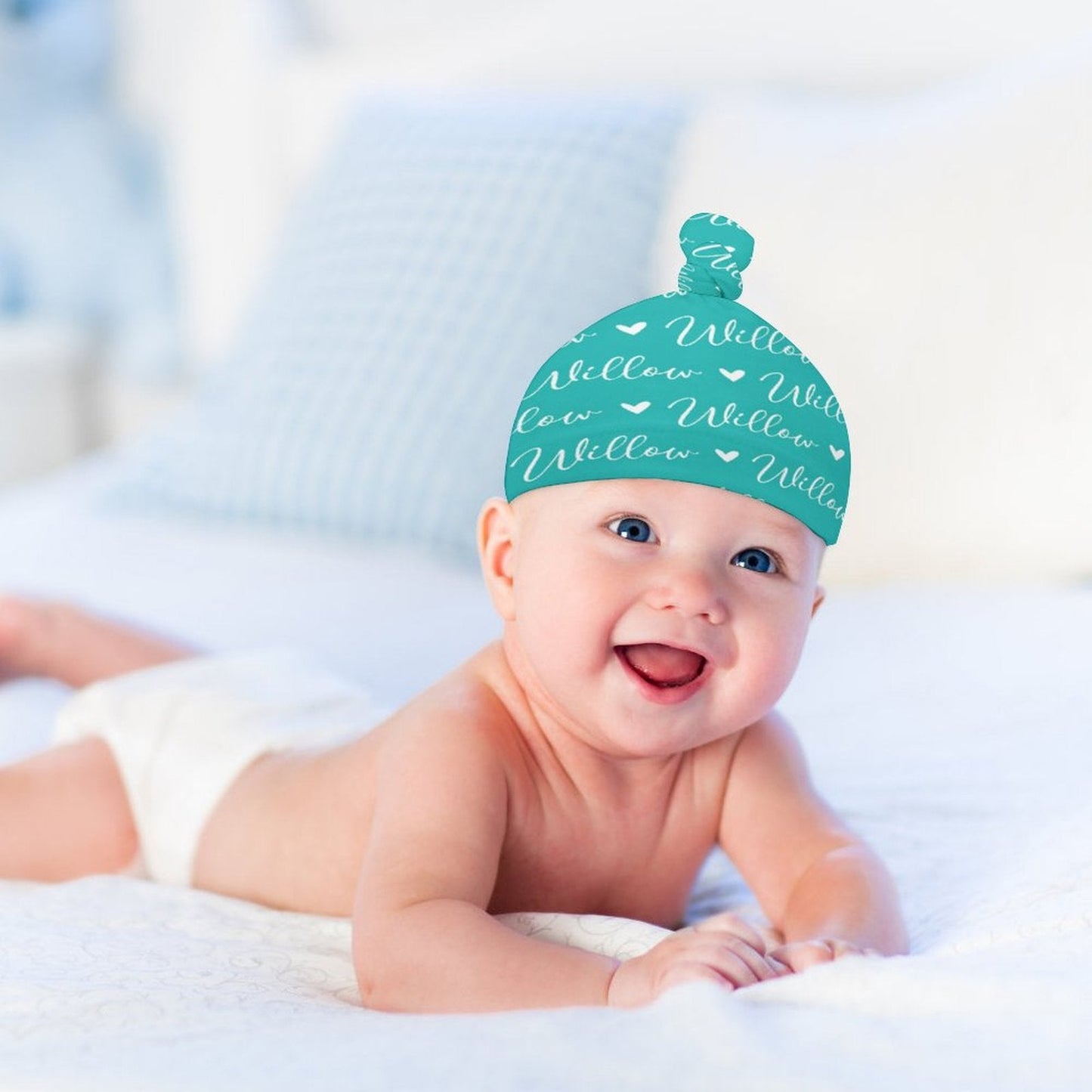 Personalized Name Top Knot Hat For Family Kids Friends