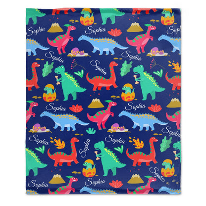 ️Personalized Name Custom Dinosaur Baby Blanket