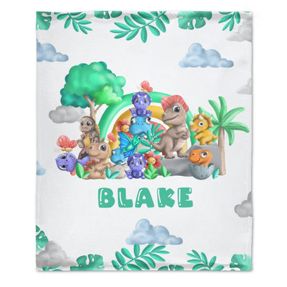 ️Cute Baby Dinosaur Personalized Custom Blanket - Gifts for Kids
