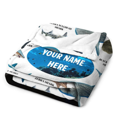 ️Personalized Name Shark Blanket for Kids