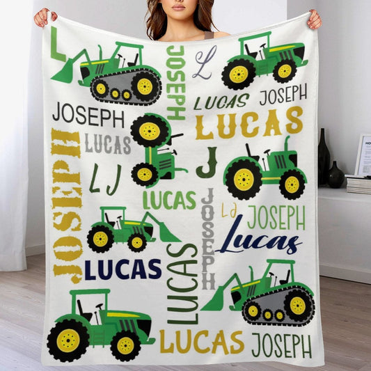 ️Personalized Farm Tractor Name Custom Blanket