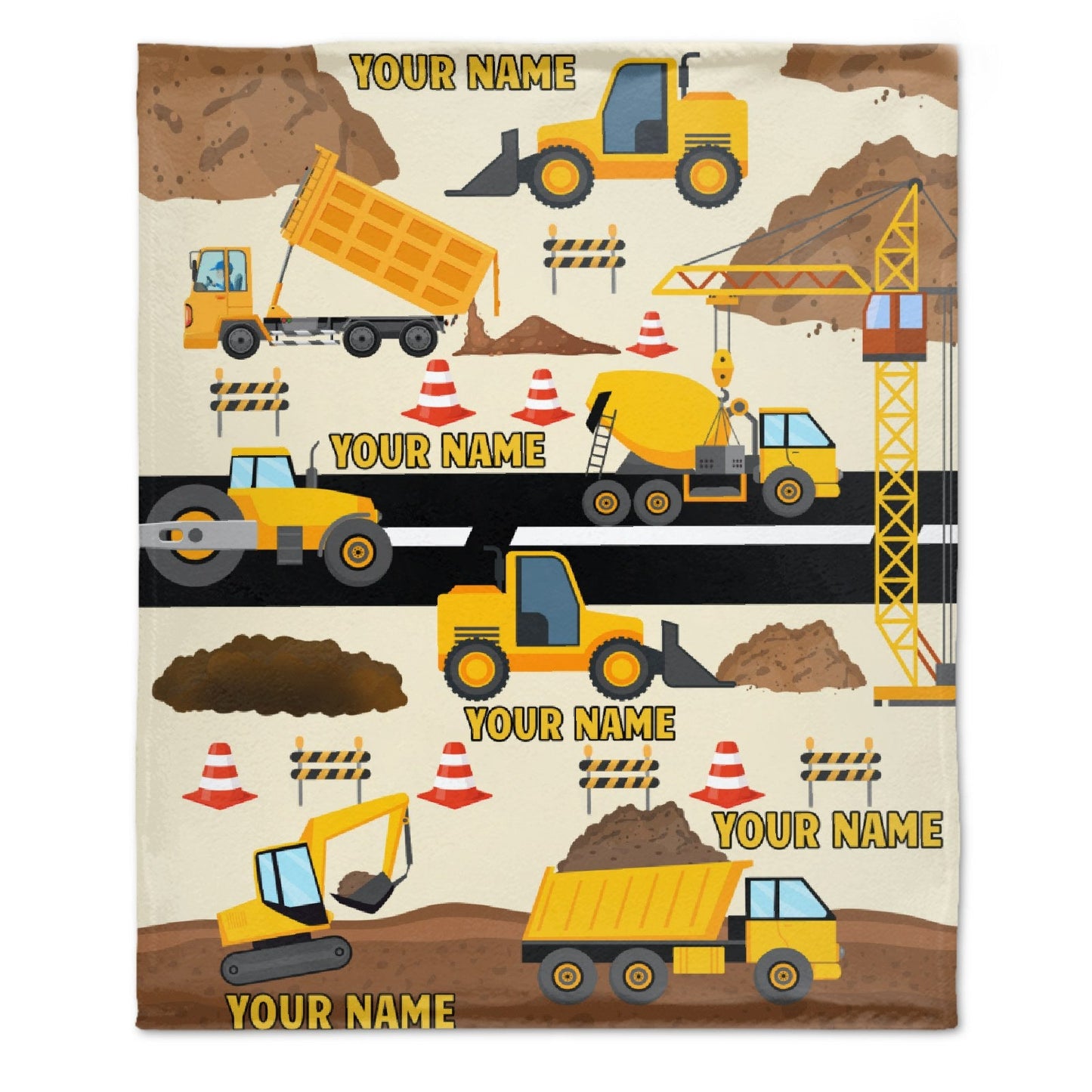 ️Personalized Name Construction Site Kids Blanket
