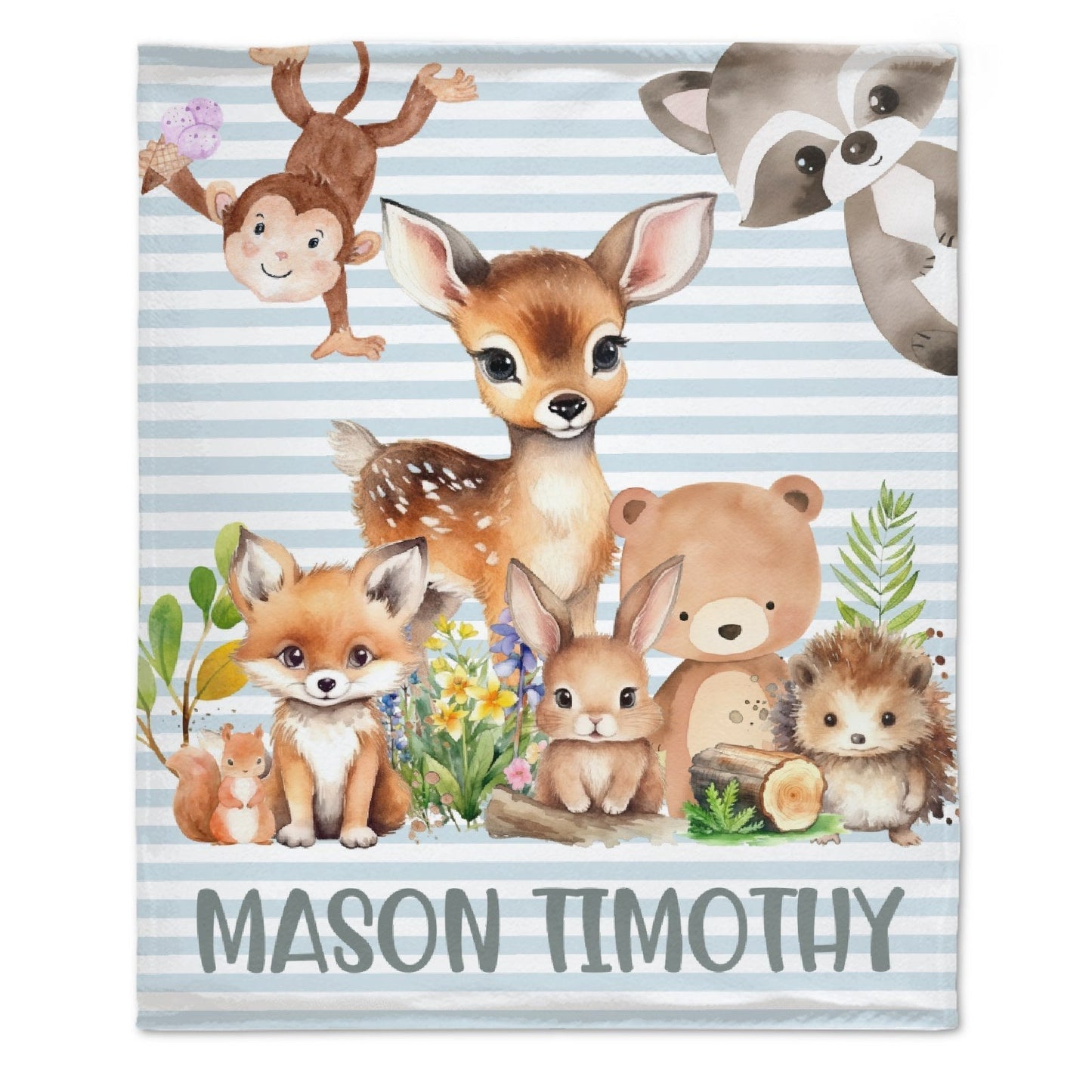 ️Personalized Forest Animal Custom Name Baby Blanket