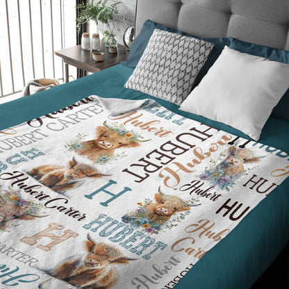 ️Personalized Cute Cow Blanket - Birthday Gifts For Kids